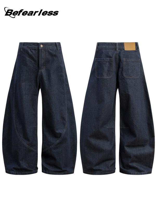 メンズ 牛仔パンツ デニム ロングパンツ ワイドレッグ ストレート 