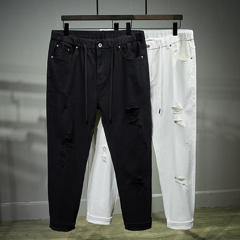 メンズ デニムパンツ プラスサイズ 直筒型 コットン 高弾力 ミッドライズ ジップフライ 春秋 秋冬 黒 白 ゆったり 伸縮性 通勤 普段使い 長ズボン ラフスタイル