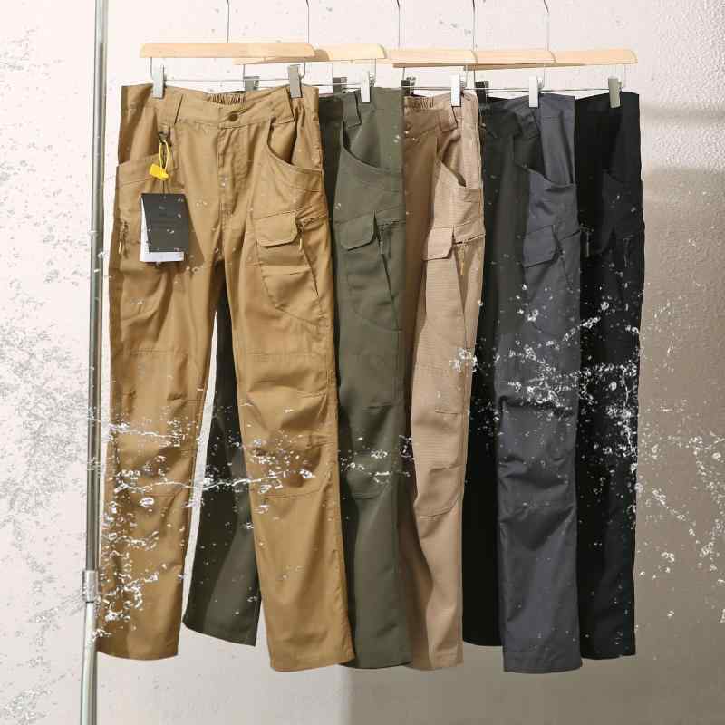メンズ 工装パンツ 秋冬 防水 耐磨 透気 防風 高腰 直筒型 長ズボン 多ポケット 機能性 ミックス素材 ポリエステル 混紡 ブラック カーキ グレー アーミーグリーン アーミーイエロー ゆったり 普段使い アウトドア 軽量 免アイロン