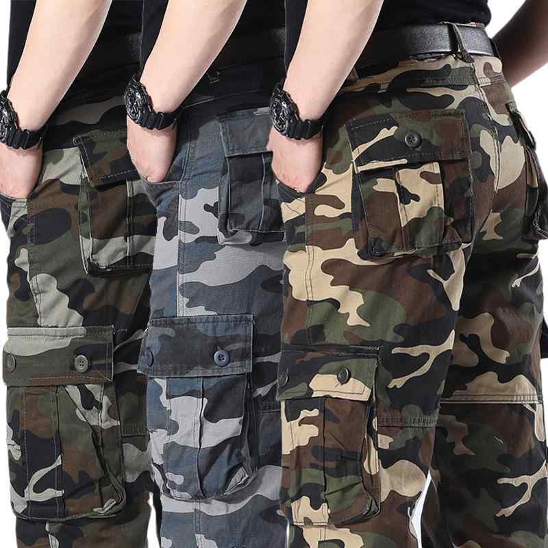 メンズ 工装パンツ 迷彩 ロングパンツ 多ポケット 大きいサイズ カジュアルパンツ コットン ハイウエスト 直筒型 耐久性 ゆったりシルエット 通勤 普段使い 秋冬 春夏