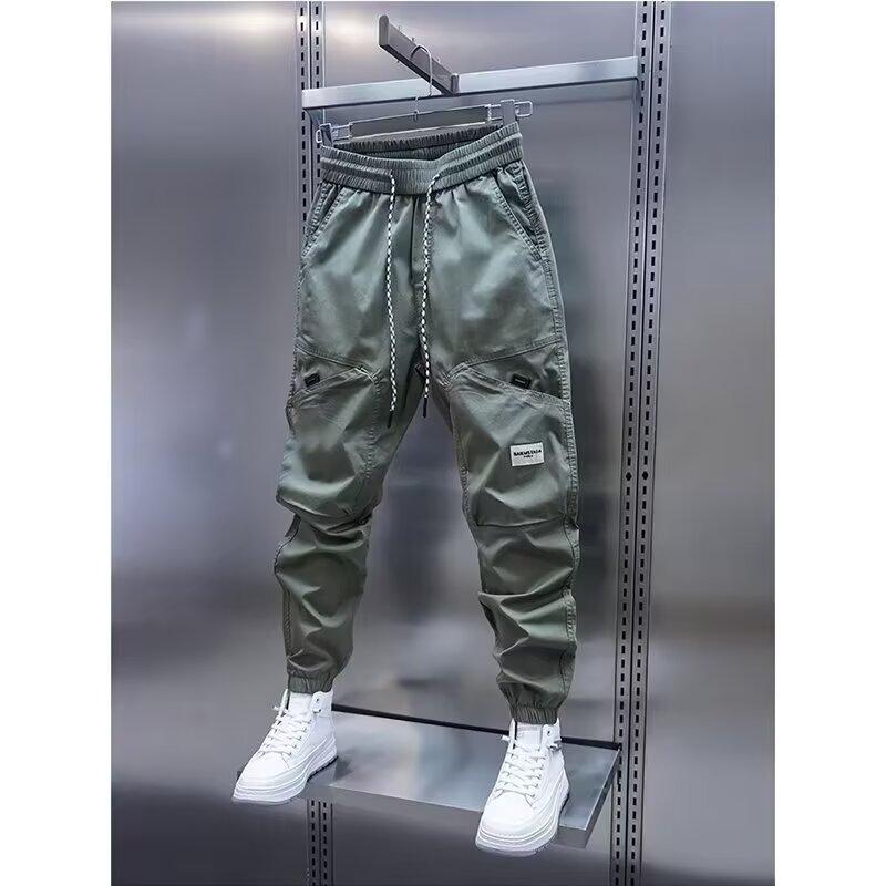 メンズ 工装パンツ 直筒 ワイドレッグ コットン混紡 ポリエステル 混紡 春秋 秋冬 ミッドライズ ドローストリング ファスナー ポケット 飾り 微弾性 ウインドストップ ノーアイロン ティアレス ユース カジュアル デイリー スポーツ ファッション 長