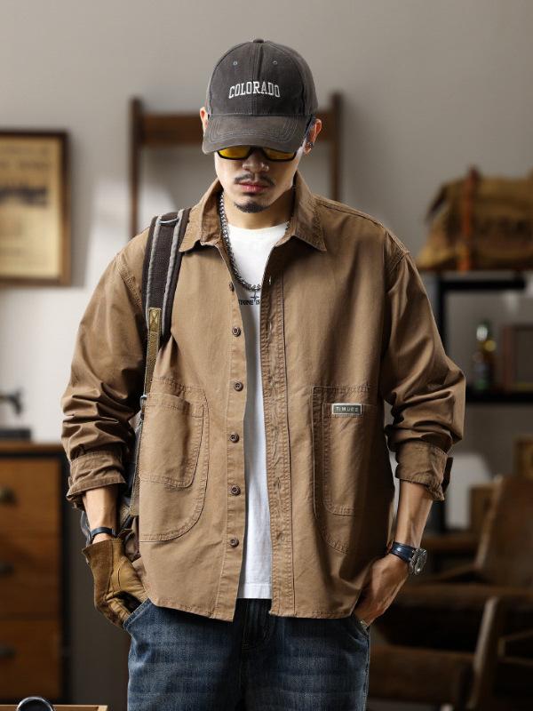 メンズ シャツ トップス 牛仔 デニム ジャケット コート 春秋 春夏 秋冬 通勤 日常 普段使い 街頭 ファッション 青年 男性用 ゆったり ビッグシルエット ワイドフィット 長袖 開襟 翻領 スタンドカラー 純色 無地 薄手 軽量 綿 コットン 10