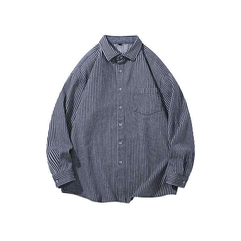 長袖 牛仔 シャツ メンズ 幅広 シルエット ゆったり トップス ジャケット 風 リラックス スタイル 方領 長袖 無地 プリント 柄 普通 厚み 真絲 混 リネン 素材 96%以上 ミックス ブルー カラー 洗濯機 対応 ノーアイロン 加工 春季 シー