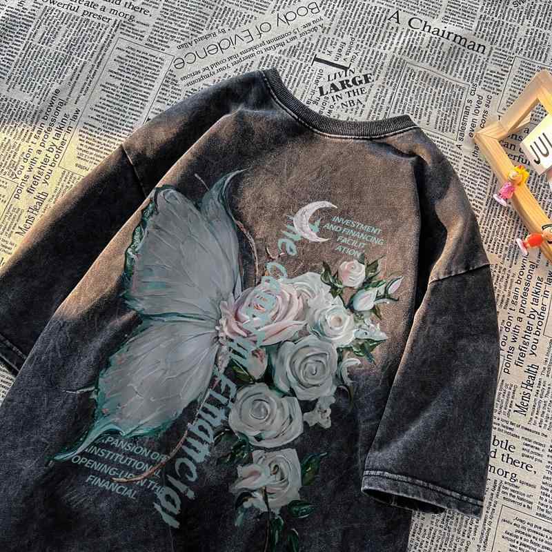 メンズ Tシャツ トップス 短袖 丸首 ゆったりシルエット 純綿素材 ドット柄 プリント ウォッシュ加工 ヴィンテージ風 黒 ブラウン ピンク ブルー パープル 厚手 重め 180g以上 250g未満 免アイロン 加工 ゆったり トップス カジュアル 普