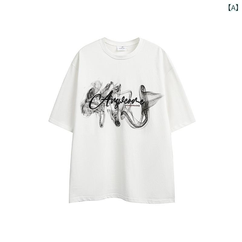 Tシャツ メンズ 夏用 丸首 短袖 ゆったりシルエット 綿100% 透気性 プリント柄 白色 ブラック 落肩袖 青少年向け 休? かわいい デザイン トップス 百搭 純綿 ビッグサイズ 通勤 普段使い カジュアル スタイル 吸湿速乾 軽量 接触冷感