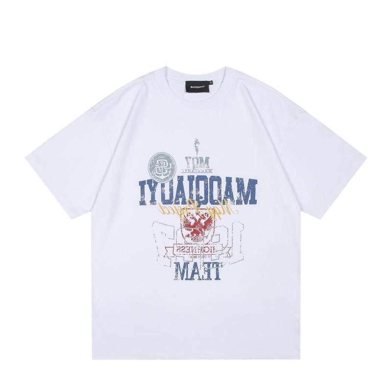 Tシャツ メンズ 半袖 短袖 トップス 男性用 夏 春夏 純棉 綿 素材 吸湿排汗 機能 白色 ブラック 黒 カラーバリエーション ビッグシルエット ゆったり ルーズ フィット ビンテージ スタイル プリント 柄 無地 プリント柄 丸首 クルーネック セ