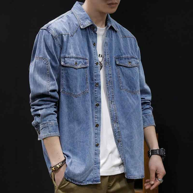 長袖シャツ メンズ 秋 牛仔 麻 トップス ゆったり ターン ダウンカラー 印花 洗濯機洗い ノーアイロン デイリー カジュアル 日常使い ブルー ブラック 軽量 吸湿速乾 通勤 外出 秋冬 ストレッチ 快適 スタイル
