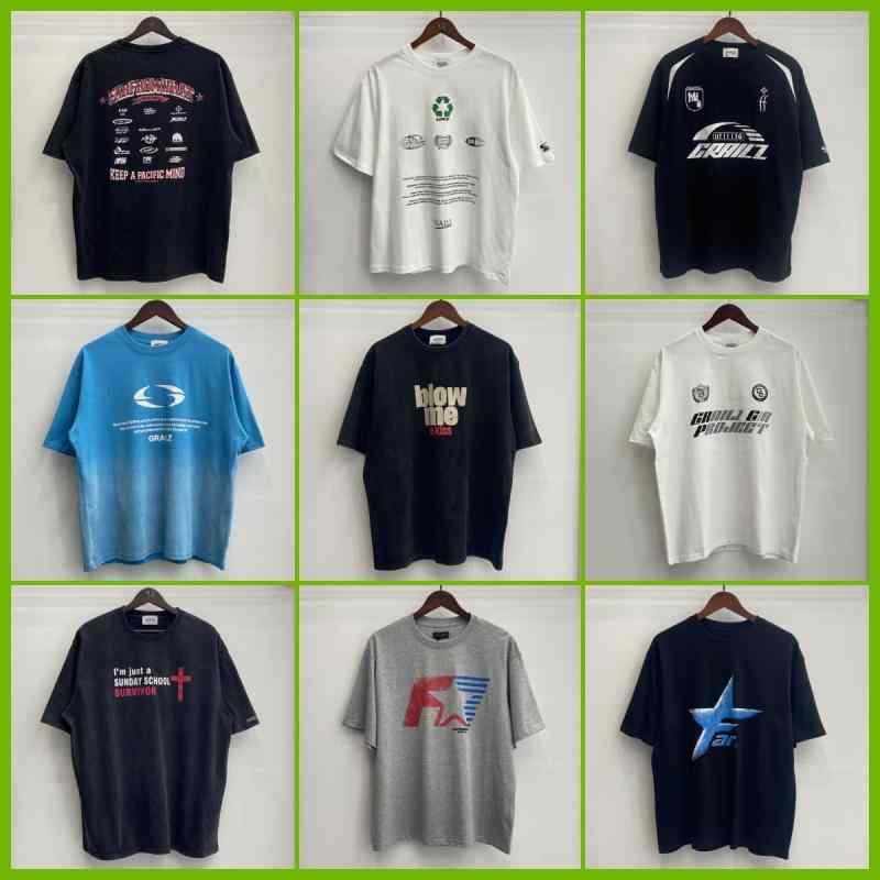 Tシャツ メンズ レディース 短袖 ゆったりシルエット 綿素材 透気性 夏用 ストリートファッション 印花 ロゴ柄 ブラック ホワイト ブルー グレー 赤 普段使い ユニセックス 4,428円