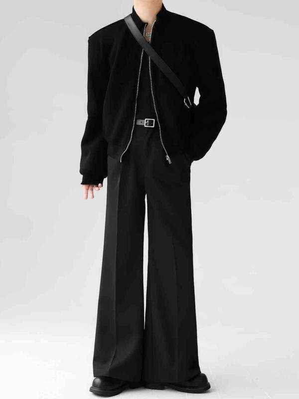 パンツ メンズ レディース 黒 春 ポリエステル 微弾性 ミラーパンツ ワイドレッグ ロング丈 ミッドライズ ハンガリアン 無地 無皺 ゆったり 落ち感 韓国風 軽量 カジュアル ストリート デイリー ゆったりシルエット ストレッチ 洗濯機洗い