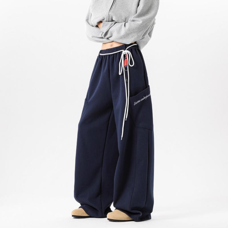 メンズ ワイドレッグ 工装パンツ 春秋 ネイビー ストレート スリム ゆったり スポーツ レジャー コットン ミックス ポケット ベルト 付き ミッドライズ 長丈 ゆったり シルエット 通勤 普段使い アウトドア 軽量 快適 吸湿 速乾 機能 ポケット
