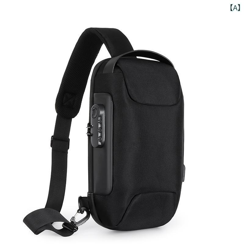 メンズ 斜めがけ バッグ 防水 牛津布 防盗 パスワードロック 単肩 胸掛け バックパック ライディング バイク キャンバス ブラック ブルー ミリタリーグリーン 迷彩 日常 使い 軽量 通勤 アウトドア ポケット 多機能 8インチ 収納