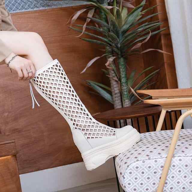 サンダル 女性用 厚底 クローグ ミリタリー ブーツ ロングブーツ 防水台 透気性 インソール 軽量 米色 ブラック 春夏 防水 ポリウレタン底 二層牛皮 休? 18-55歳向け