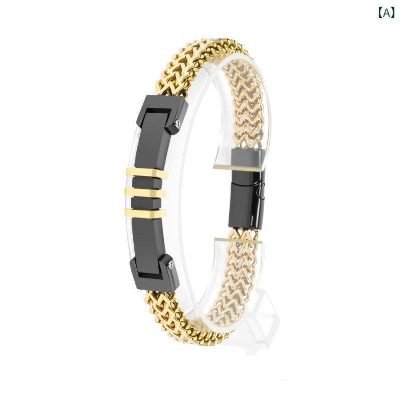 メンズ 手首アクセサリー 手錠風 ブレスレット ステンレス 磨き加工 メンズ用 手環 アクセ 普段使い 金属製 チェーン デザイン ダブルフェイス ゴールド シルバー 2025 夏 オリジナル スタイル 自然 モチーフ