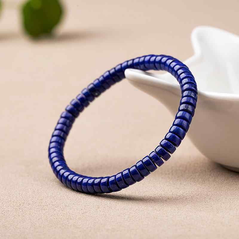 手? 男女用 青金石 天然石 薬片型 直切 丸型 幾何学 丸珠 算盤珠 丸型ビーズ 軽量 軽奢風 ファッション 通勤 普段使い 春夏 ユニセックス アクセサリー ジュエリー シンプル 洗練 天然素材 磨き仕上げ 丸み 幾何デザイン トレンド デイリー ビ