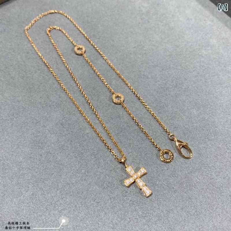 ネックレス 男女用 十字架 ペンダント 925銀 蛇骨チェーン 鎖骨チェーン 18Kゴールド ローズゴールド シルバー 潮流デザイン オリジナル 41cm 50cm 調整可能 軽量 電鍍加工 春季 アクセサリー ジュエリー ファッション レイヤード