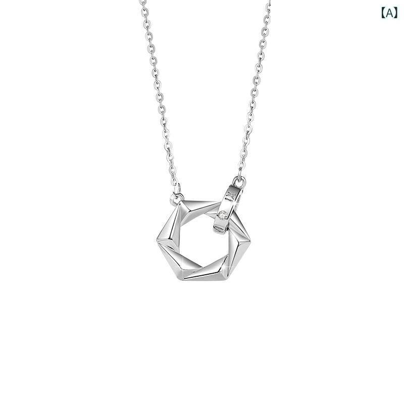 ネックレス メンズ レディース 925シルバー 情? ファッション チェーン 花柄 鎖骨チェーン 幾何学 モビウス 吊り下げ シルバー 電?加工 クロスチェーン 多層 41cm 50cm 春季 ファッション OL スタイル ファッション 通勤 2.4g