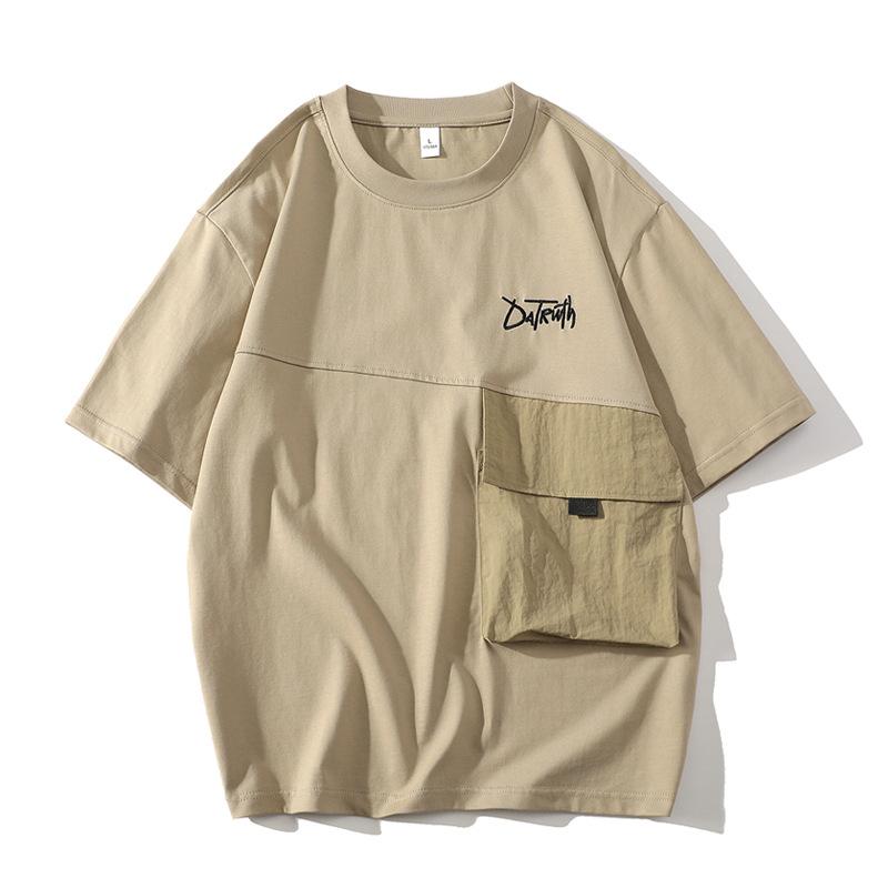 メンズ 短袖Tシャツ 夏 接触冷感 ポリエステル プリント ルーズフィット トップス 運動レジャー 日常使い 黒 グレー ブラウン カーキ 青少年向け 丸首 セットインスリーブ プリントデザイン 速乾 軽量 ファッション ストリートスタイル