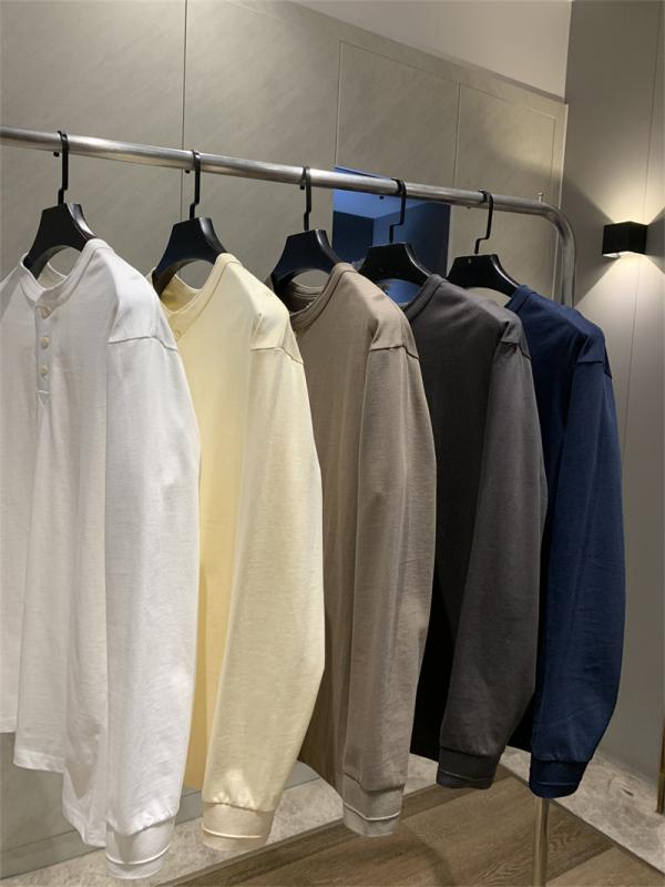 メンズ Tシャツ 長袖 コットン 純色 ヘンリーネック 透気性 合体型 日常 青年向け ファッション 都市スタイル 白色 グレー ベージュ ブルー グリーン 普通厚 セットアップ トップス ベースレイヤー 4,848円