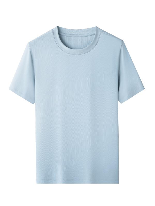 メンズ Tシャツ トップス 短袖 丸首 純棉 打底 インナー 修身シルエット 防シワ 免? 針織袖 切り替え 象牙白 クラシックブラック ミストブルー グレー ネイビー 日常使い 青年向け 四季 通勤 カジュアル 軽量 伸縮性 高級感 再生繊維