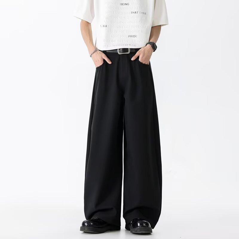 メンズパンツ 男性用 軽ビジネス 春夏 秋冬 ポリエステル 100パーセント 微弾力 免?加工 直筒 ロング丈 中腰 ボタン開襟 ノーウェストバンド ゆったりシルエット 黒 グレー 純色 軽量 伸縮性 吸湿速乾 通勤 普段使い 部屋着 アウトドア カジュ