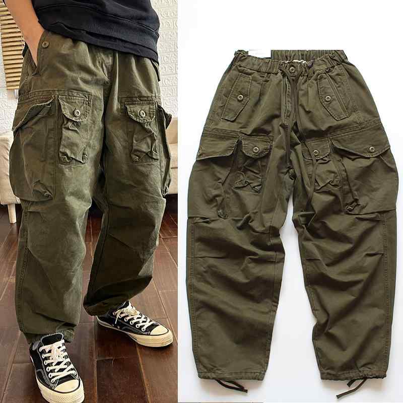 メンズ 工装パンツ 直筒 ミッドライズ 長ズボン 純棉 耐磨 微弾性 四季 通勤 普段使い アウトドア 機能性 ゆったり ビッグシルエット 多ポケット 洗いざらし 加工 黒 ミリタリーグリーン カーキ 軽量 伸縮性 吸湿速乾