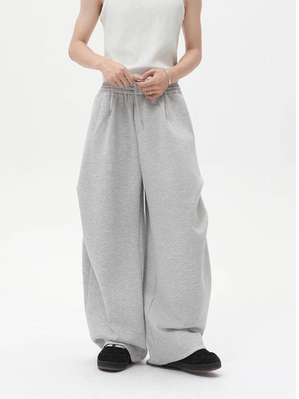メンズ スウェットパンツ スポーツ ミッドライズ ゆったり ロング コットン ポリエステル 100パーセント 無地 直筒 微喇 シワ加工 徽章 微弾性 通気性 免アイロン 黒 グレー 青春 流行 復古 基本 タイト ベルト 紐 普通厚 長ズボン マイクロ