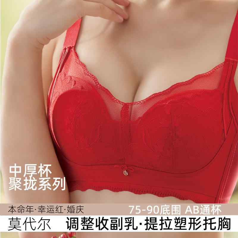 ブラ レディース 調整型 無鋼 3/4カップ 刺繍レース 中厚 通気性 快適 サイドサポート 副乳収集 胸上げ 防下垂 ニット素材 綿ライニング 固定肩紐 後四列フック 伝統デザイン ミルクホワイト ラベンダー ブラック ブラウン レッド カラー展開 M