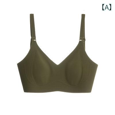 ブラ無しブラジャー 女性用 超薄型 上托 防下垂 収副乳 大胸小さく見せ 無痕 透気 吸汗 防透け 薄模杯 固定肩ストラップ 後三列フック グリーン ブラック ホワイト ベージュ グレー レッド グリーン系 ブラック系 ホワイト系 ベージュ系 グレー系