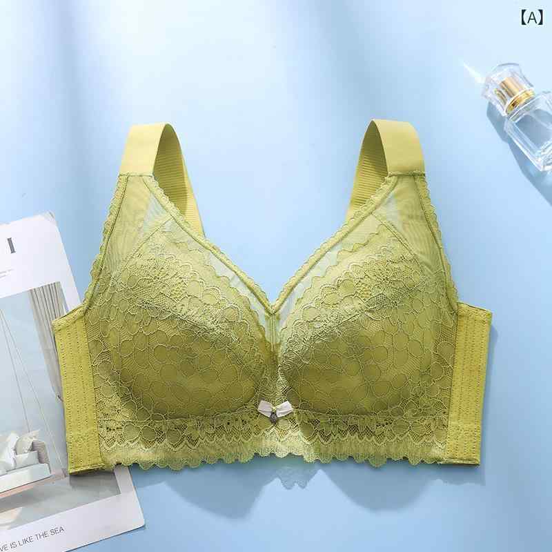ブラ 文胸 女性用 大きめサイズ 無鋼ブラ 調整型 聚? 文胸 超薄 0.2mm レース 乳膠 透気 上托 快適 副乳収納 大胸スリム フルカップ 抹胸型 固定肩紐 後四列フック オリーブグリーン オレンジピンク 米グレー 芦?グリーン 優雅パープル ブ