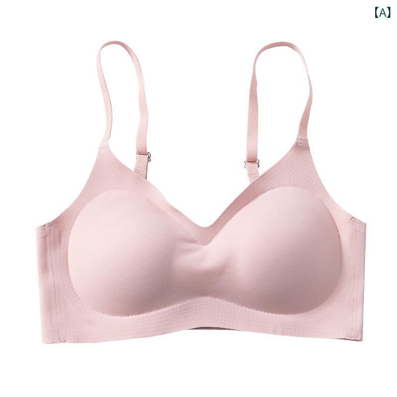 レディース 無痕 乳膠 インナー 女性用 小胸 集め ブラ 副乳 防止 下垂 ブラジャー ワイヤーなし スポーツ スポーツブラ 通気性 ナイロン ストレッチ 吸汗 調整型 快適 サイドサポート 3/4カップ 上薄下厚 固定肩紐 後3段フック ピンク 赤