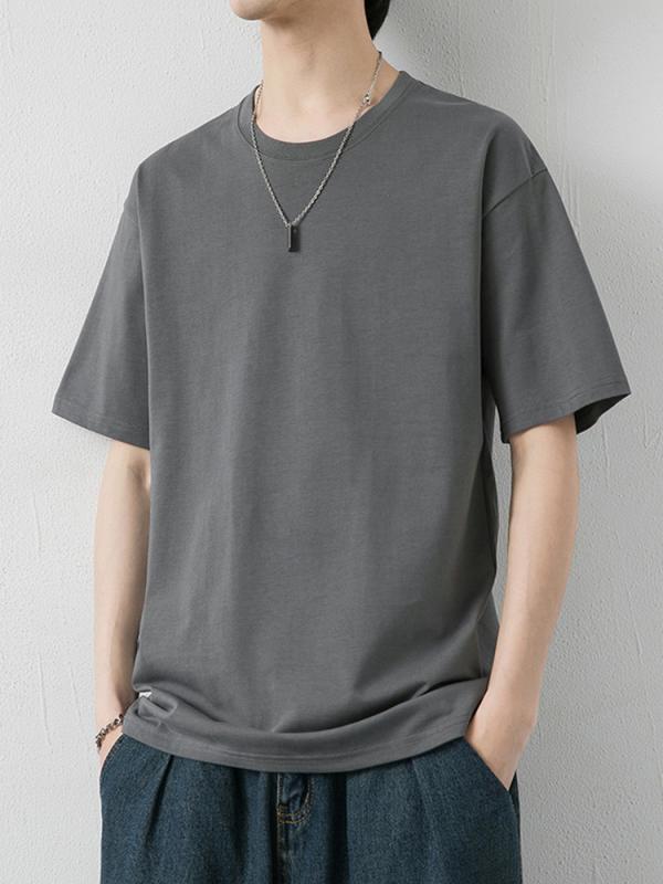 Tシャツ メンズ 夏用 純棉 男性用 丸首 半袖 ゆったり インナー トップス 無地 基本款 薄手 透気性 丸首 短袖 ゆったり型 休? カジュアル グレー ホワイト ブラック ベージュ ライトグリーン レッド ライトブルー 大きいサイズ M L XL