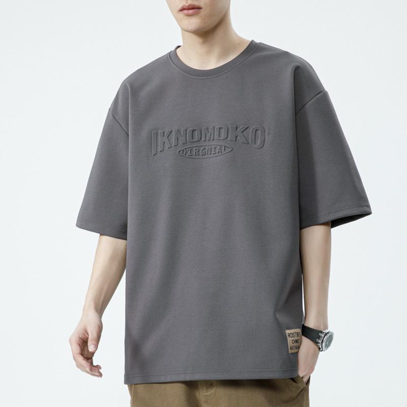 Tシャツ メンズ 大きいサイズ 夏用 短袖 トップス 丸首 ゆったり 落肩袖 速乾 接触冷感 吸湿排汗 透気性 日常 部屋着 カジュアル 薄手 グラフィックプリント 幾何学柄 グレー ホワイト ブラック
