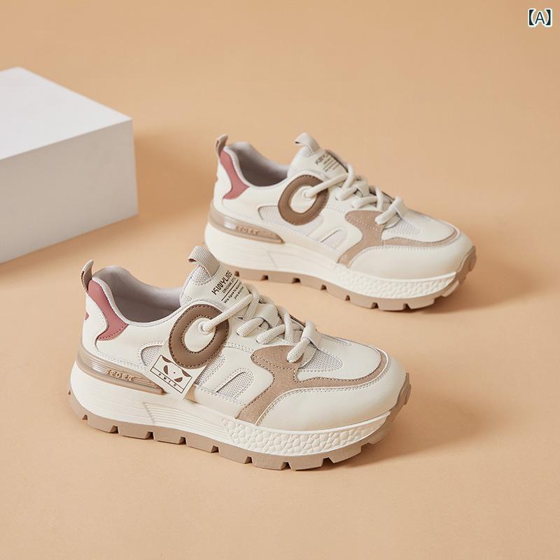 レディース 厚底 復古 シューズ 女性用 真皮 牛革 ローファー スニーカー ランニングシューズ フラットシューズ インソール ハイソール 軽量 透気性 吸湿速乾 通気孔 低・悉 浅口 ラウンドトゥ クロスストラップ フロントレースアップ キャンパススタイ