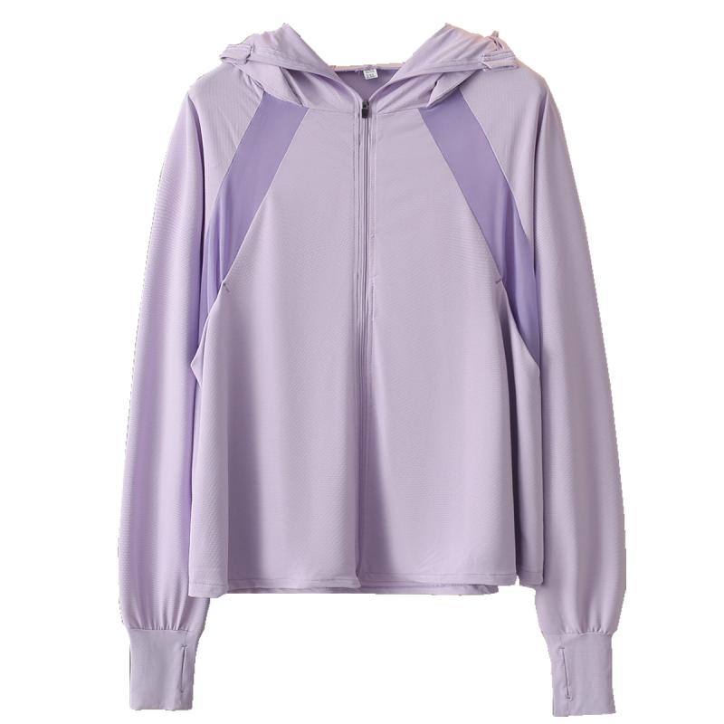レディース 防晒服 夏用 UPF50 紫外線カット 透気性 超薄手 肌着 シャツ 遮・飜服 ドゥポン ワイドフィット 長袖 ラッシュガード ポリエステル ネット生地 ポケット ジッパー 気質グレー アイスホワイト ライラックパープル ピーチピンク グリーン
