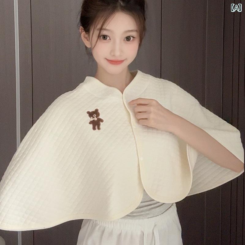 授乳 ショール 妊婦用 産後 女性用 綿100% 保暖 刺繍 かわいい ベア柄 長め デザイン 米白色 グレー 接触冷感 通年 機能 軽量 柔らかい 肌触り 授乳カバー 産褥期 快適 アイテム