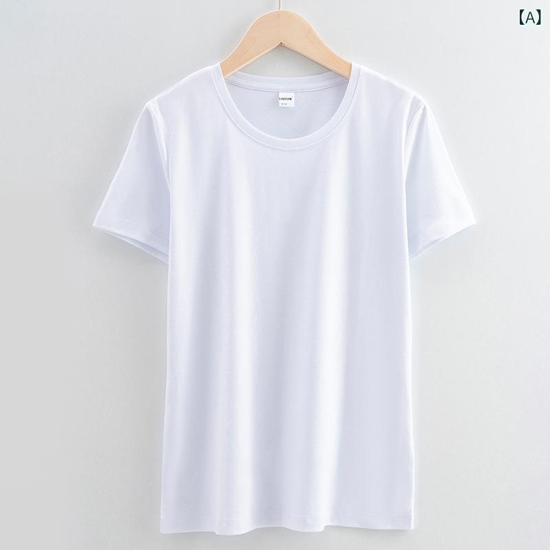 レディース Tシャツ トップス 短袖 綿100% 薄手 シルク光加工 接触冷感 免? 直筒シルエット ゆったり 丸首 Vネック 純色 グリーン系 ミントグリーン 薄荷緑 ライトグリーン 緑 春夏 通勤用 普段使い 都市風 気質 百搭 軽量 吸湿速乾 伸縮