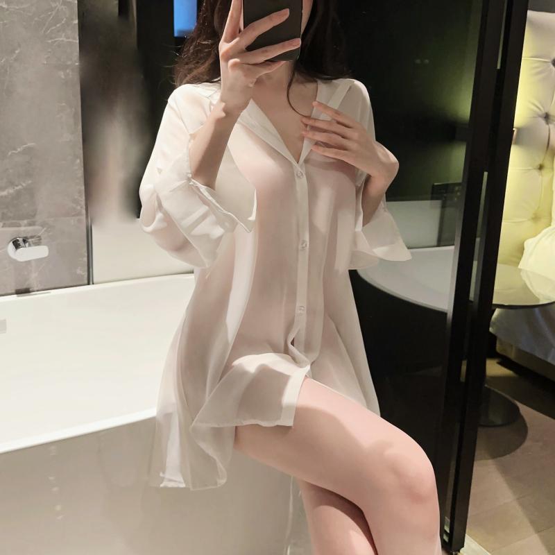 レディース セクシー 透け感 コスプレ 衣装 インナー ブラウス シースルー メッシュ 生地 ポリエステル 素材 露乳 デザイン バックレス スタイル ルームウェア ベッドルーム ファッション 女性用 かわいい 誘惑 ルック ホワイト カラー ゆったり