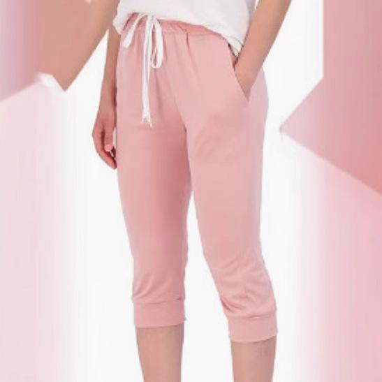 レディース 七分パンツ クロップドパンツ スモールレッグ ミッドライズ ゆったりフィット 微弾性 切り替えデザイン ポケット付き 彩棉 ポリエステル混 スパンデックス混 快適 伸縮性 深グレー ライトグレー ブラック ピンク ネイビー 日韓カジュアル 春