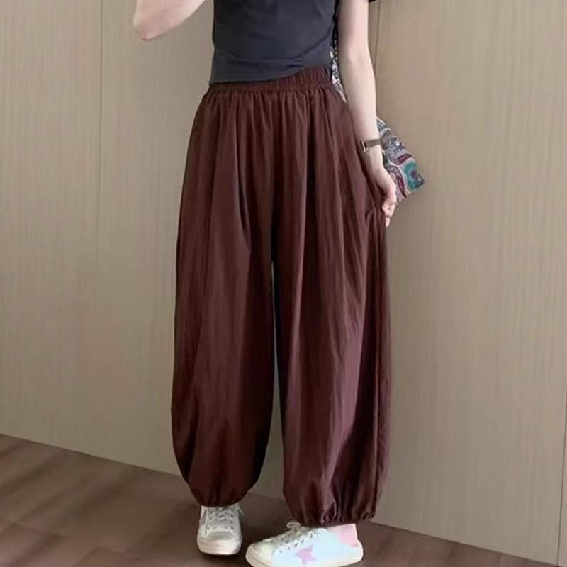 レディース 灯?パンツ 九分 ハーレムパンツ 女性用 夏用 薄手 高腰 ゆったり スリム効果 切り替え 接触冷感 吸湿速乾 ポリエステル 米白 南瓜 ネイビー ブラック ブルー 赤 気質 通勤 通勤風 ローファーパンツ ルーズパンツ ワイドパンツ 裾絞り