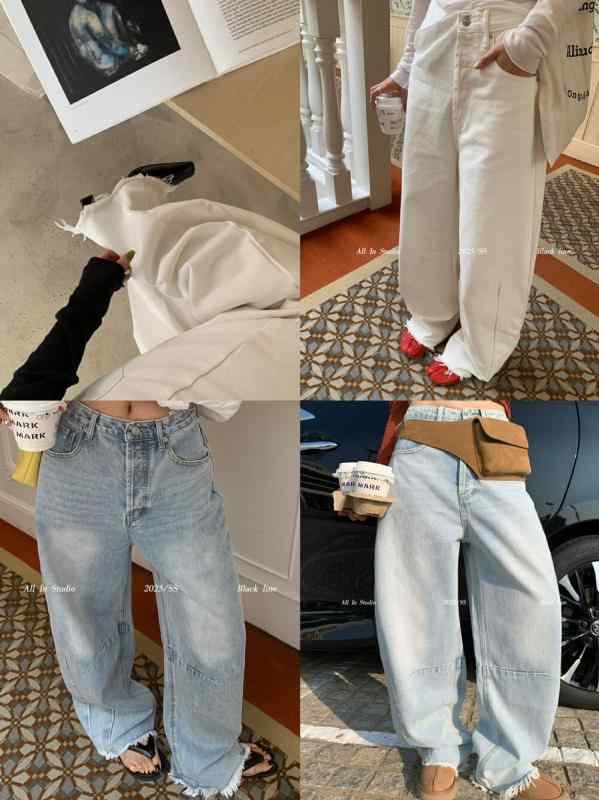 レディース 春夏 牛仔パンツ デニム ワイドパンツ ハイウエスト ルーズフィット クロップド丈 フレア ロング丈 薄手 コットン素材 綿混 白色 ブルー ポケット付き ストリートスタイル カジュアル 普段使い 軽量 通勤 デイリー ルーズシルエット ビッ|フォークBR