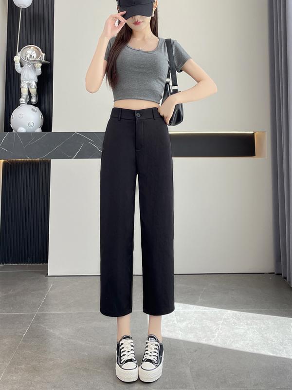 レディース 夏用 接触冷感 ワイドパンツ 薄手 ハイウエスト 直筒 九分丈 ミモレ丈 ?? ポリエステル 95%以上 軽量 伸縮性 吸湿速乾 免・聞加工 ポケット付き 日韓カジュアル 普段使い 通勤 通学 アウトドア ブラック ピンク系 ベージュ アイボリ