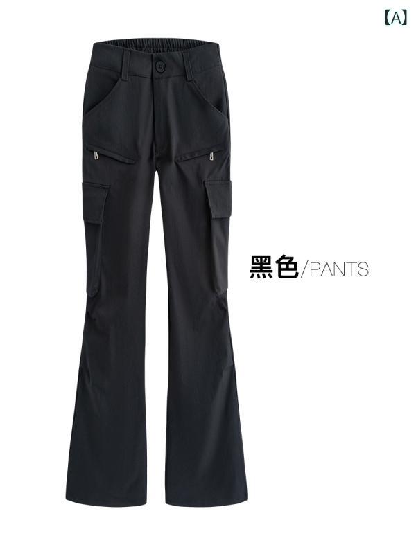 レディース 工装パンツ 秋冬 2025 ワイドレッグ ハイウエスト ルーズフィット スリム効果 ホワイト ミモラスタイル ミリタリー ストリート カジュアル ポリエステル 薄手 ジッパー 長丈 無伸縮 街頭スタイル 普段使い 軽量 シンプル ブラック ベ 4,641円