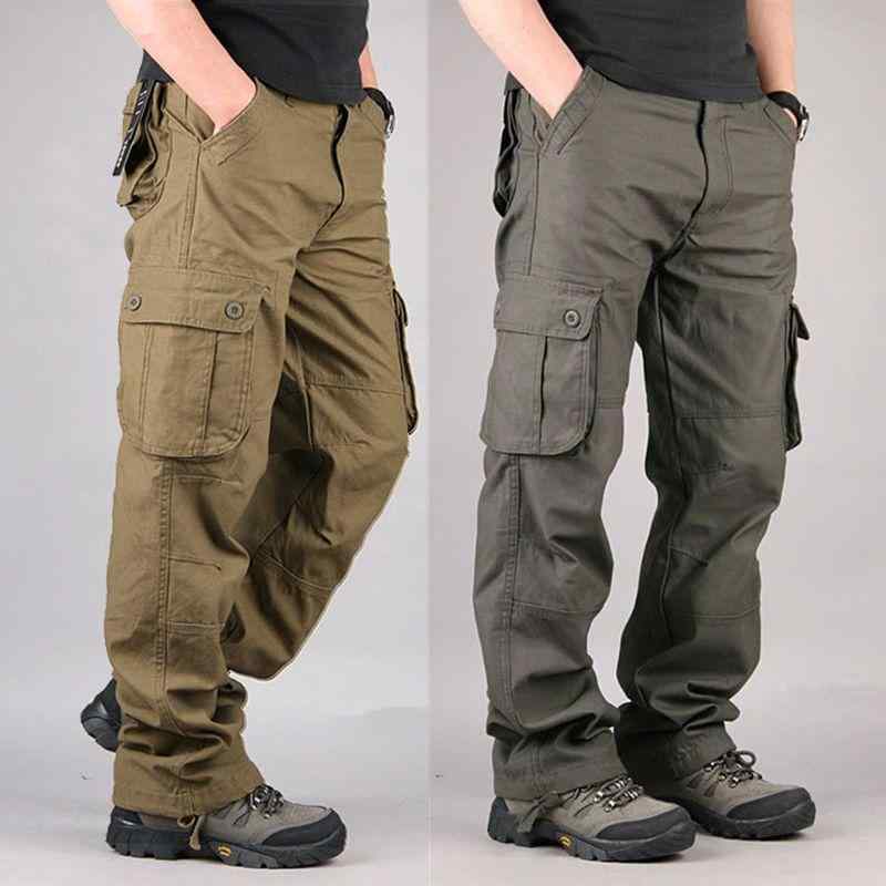 メンズ ロングパンツ 工装風 多ポケット ゆったり ストレート 綿100 耐摩耗 ミッドライズ ジップフライ 厚手 無弾性 純色 ミリタリーグリーン カーキ ダークグレー オリーブグリーン ネイビー ブラック 通勤 普段使い アウトドア 青年向け 通年使