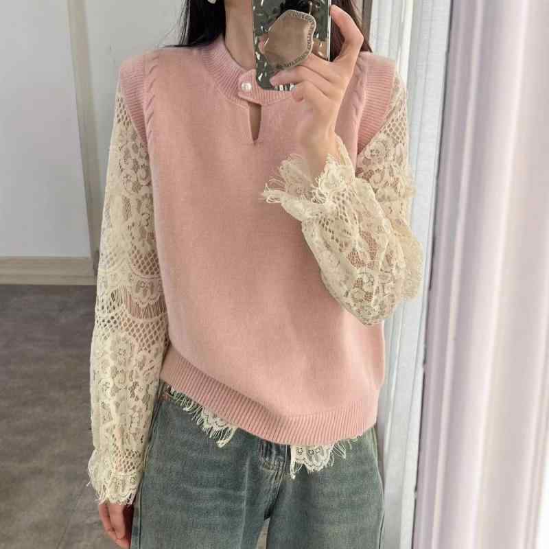 ニット ベスト レディース 春夏 秋冬 通勤 普段使い かわいい 気質 復古 純色 毛衣 背心 キャンバー 丸首 ボタン 短丈 ワイド ルーズ ニット 綿羊毛 混紡 ニット 米白 ピンク イエロー レッド ダークグレー パープル ブラック 接触冷感 軽量