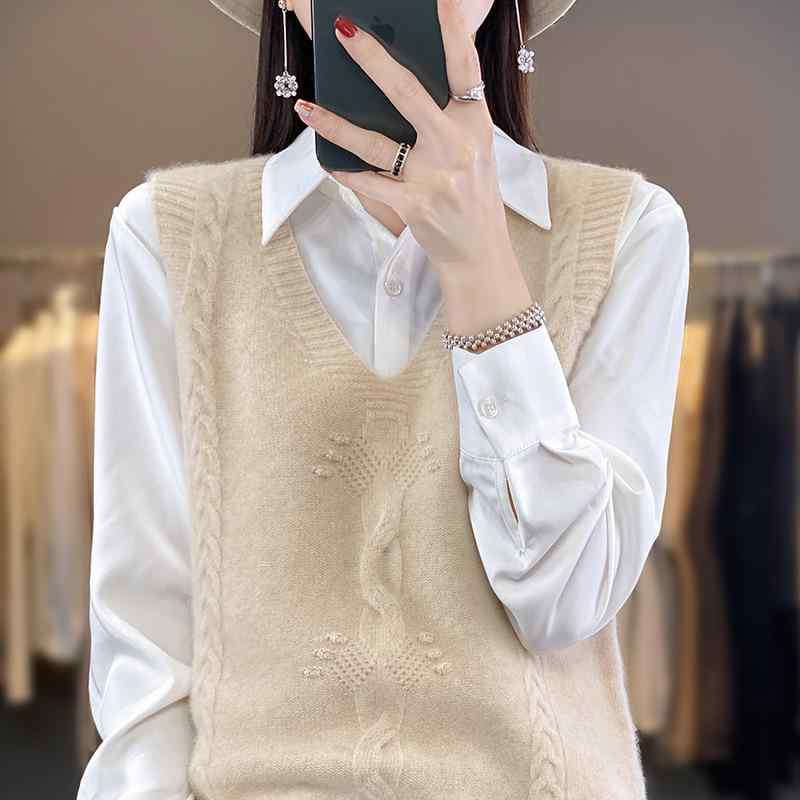ニット マキシム レディース 無袖 Vネック ワイドシルエット レイヤード トップス 秋冬 接触冷感 ポリエステル ブラック ライトグリーン ベージュ ピンク ブラウン 快適 シンプル 日常使い 軽量 伸縮性