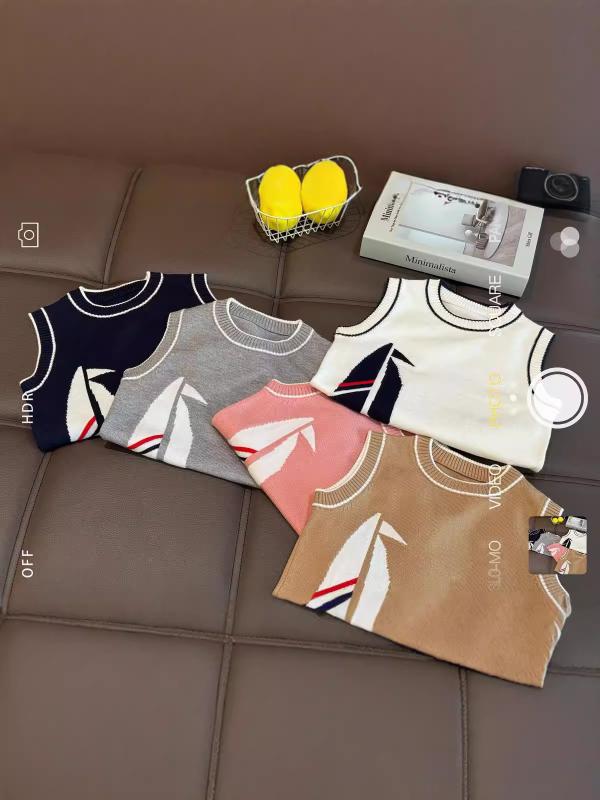 キッズ 男女用 ニット ベスト 無袖 トップス 秋冬 春 秋 冬 柔軟 処理 包芯糸 ウサギ毛 混紡 格子柄 丸首 セットイン グレー ピンク ベージュ ネイビー ホワイト 中小童 90cm 100cm 110cm 120cm 130cm 140cm 軽