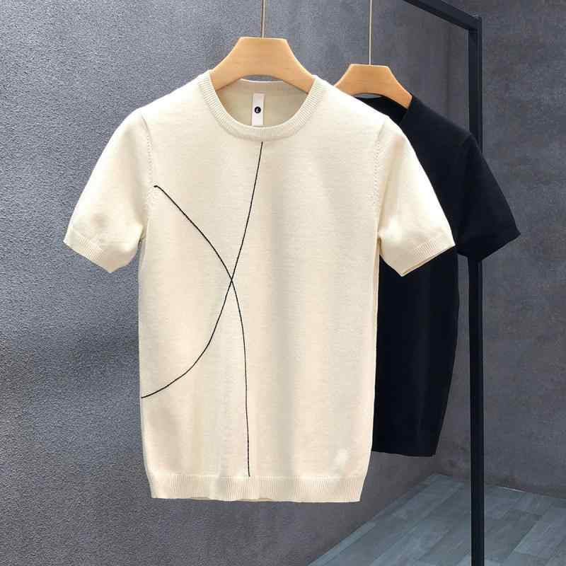 メンズ 短袖 Tシャツ 修身 半袖 接触冷感 針織 上衣 亨利シャツ シンプル 綿 素材 条紋 柄 合体 シルエット セットイン 袖 ノーカラー 丸首 普通 厚さ 春夏 秋 シーズン 透気性 高弾性 吸湿速乾 クーリング 機能 ロケール 用途 ロブ 底辺