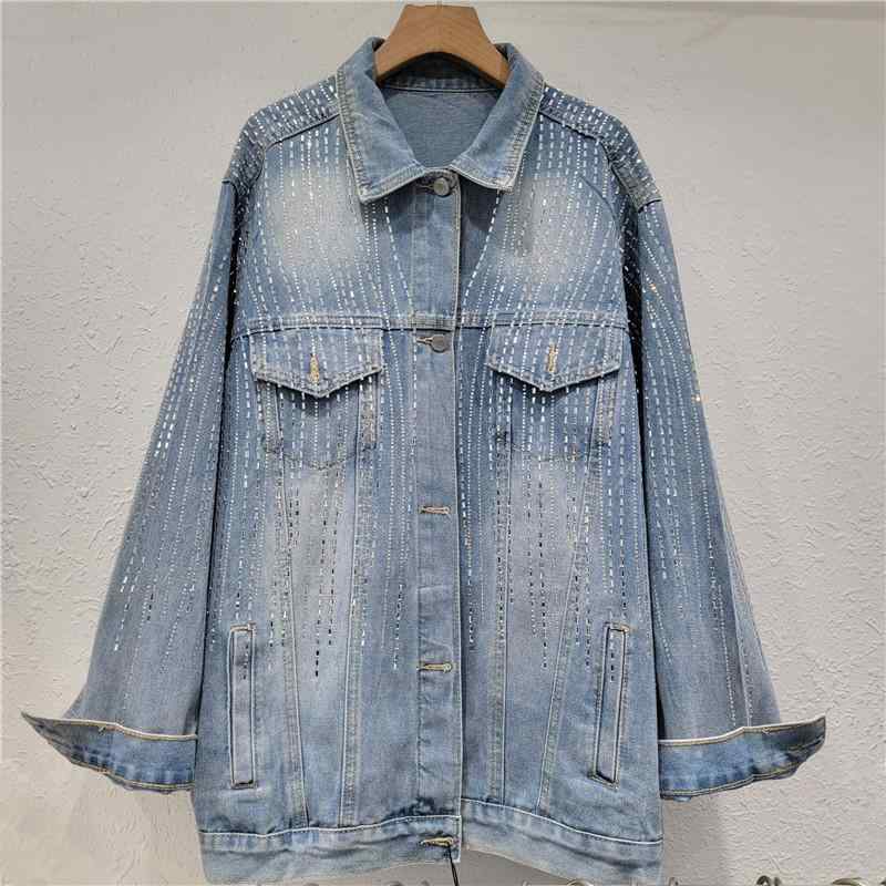 牛仔ジャケット 女性用 春 ロングスリーブ ワイドシルエット スリム効果 ポロカラ ブルー ポリエステル混 デニム生地 ストリートスタイル 欧米風 個性派 ゆったり長袖トップス 接触冷感 吸湿速乾 軽量 普段使い 通勤対応 カジュアル