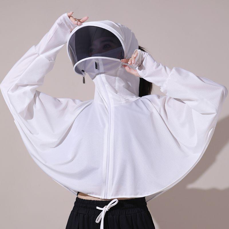 レディース 防晒服 夏用 紫外線カット 透気性 長袖 薄手 アウター コットン風 接触冷感 蝙蝠袖 フード付き ジップアップ 街頭スタイル 黒 白 グレー ピンク ライトブルー 軽量 速乾 サイクリング 通勤 普段使い ビッグシルエット ドレープ