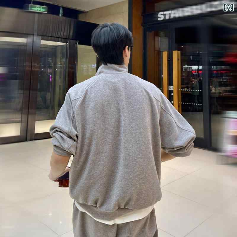 メンズ 立領 長袖 流汗 セットアップ 綿織物 原材料 練りあわせる型 薄墨色 トップス ボトムス 垂感 ひな型 拉? 開閉 烏兎 時節 日常 青少年 心地好い 表現スタイル 免? 製作 青年時代 流行り 百搭 座標 軽さ 伸縮性 吸湿 速乾